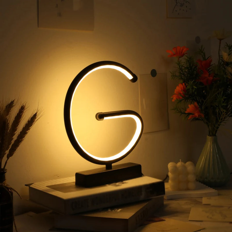 lampe usb créative en forme de g pour décoration intérieure