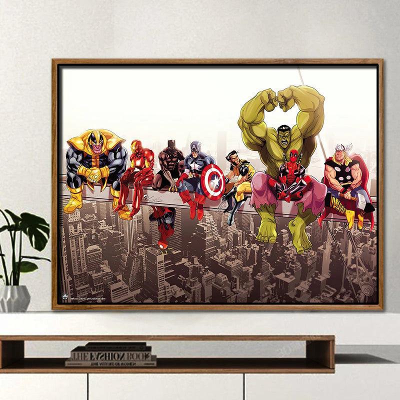 Tableau affiche murale spiderman hulk iron man décorations enfants avengers