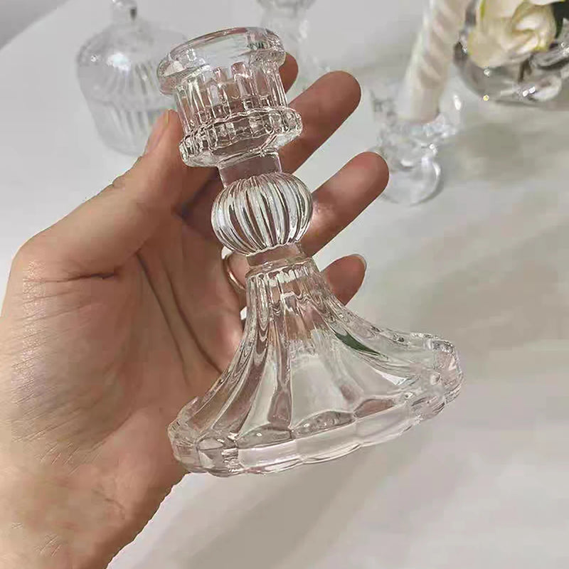 bougeoir en verre transparent pour dîner mariage et photographie