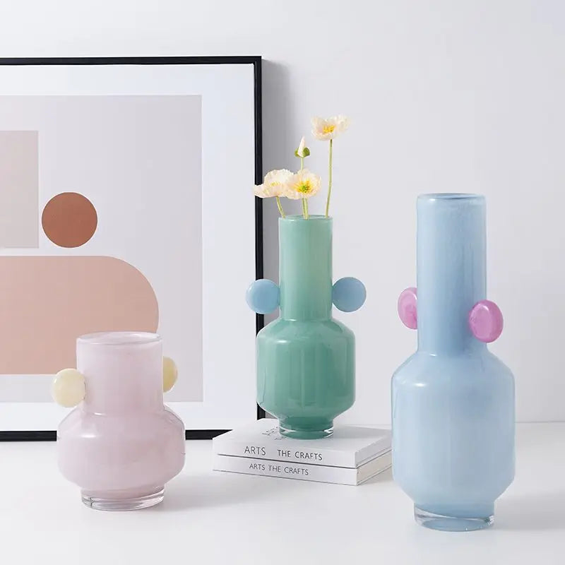 vase en vitrail fleur de dessin animé avec oreilles décoratif