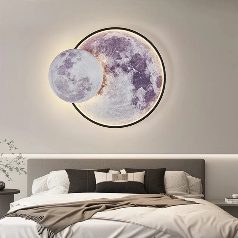 applique murale ronde lune moderne décorative pour intérieur et cadeau