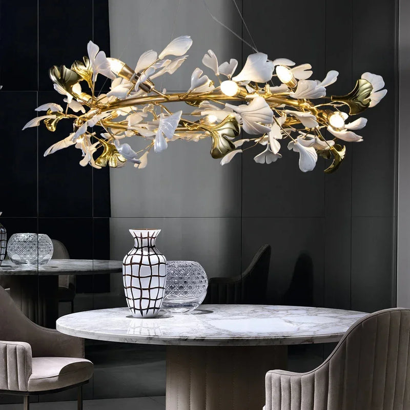 lustre en feuille de ginkgo pour décoration intérieure