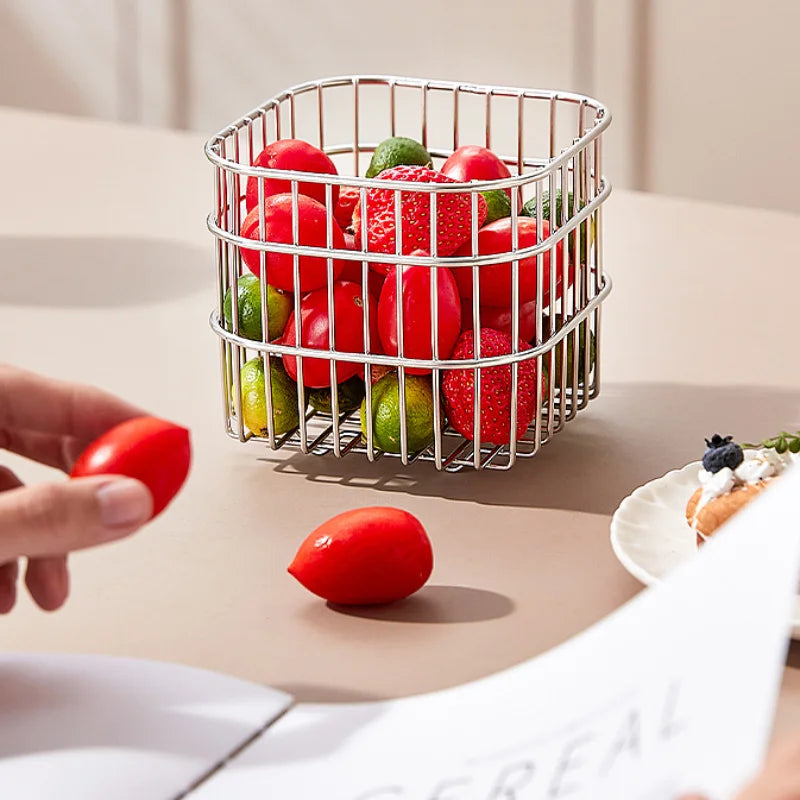 panier de rangement en acier inoxydable pour fruits et légumes