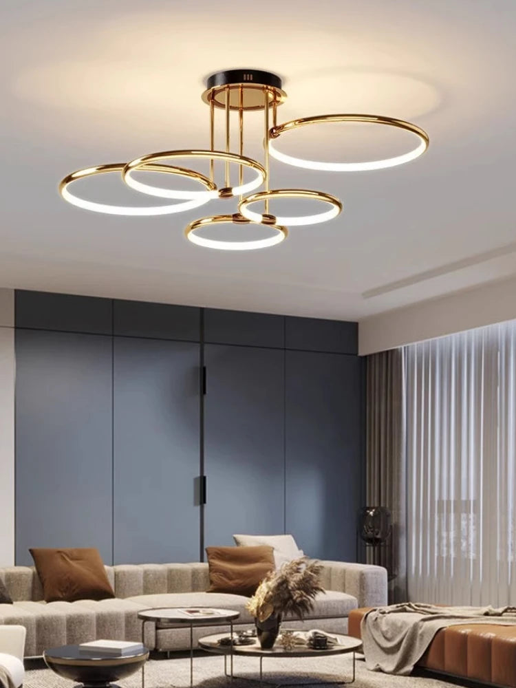 lustre décoratif moderne en anneau pour intérieur élégant