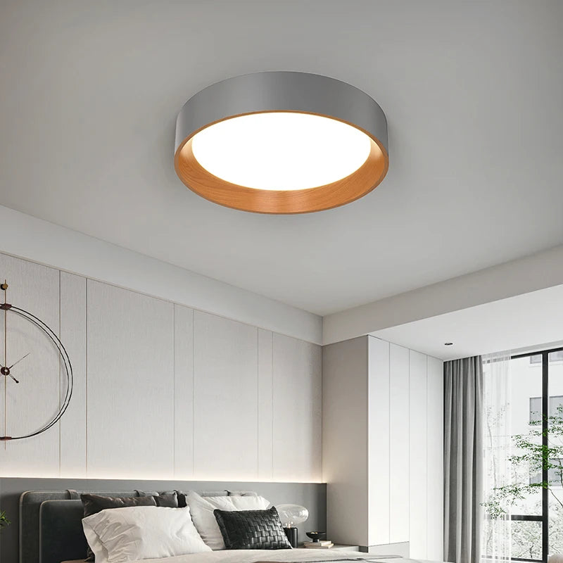 plafonnier led minimaliste nordique grain de bois créatif