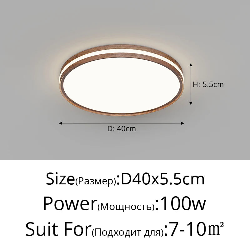 plafonnier nordique minimaliste en rondins avec éclairage led moderne