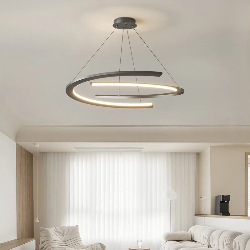 double demi-cercle led suspension style salon nordique minimaliste