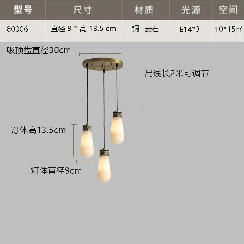 suspension créative en jade pour éclairage intérieur élégant