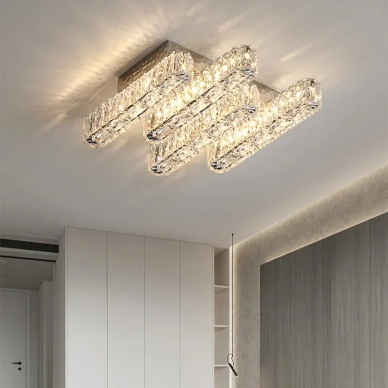 lustre led moderne en cristal avec intensité variable pour la maison