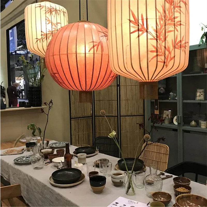 lustre en tissu rétro pour décoration de restaurant et balcon