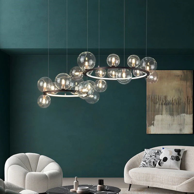 suspension lustre design bulle en verre créatif moderne