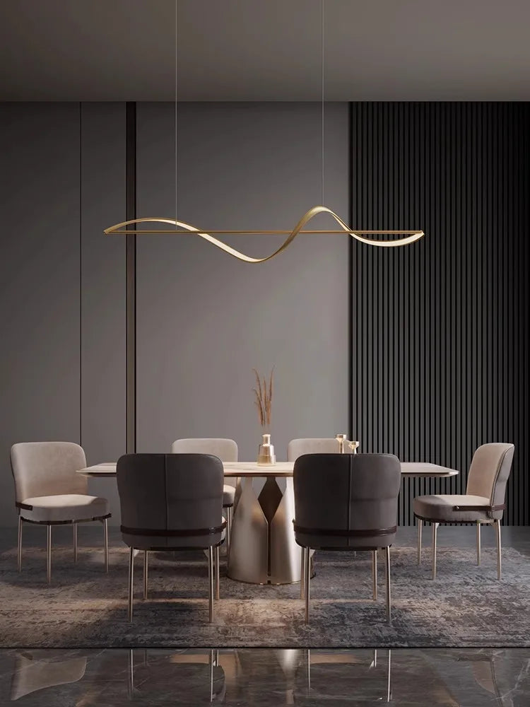 All copper modern minimalist restaurant chandelier, light luxury dining table lamp, Italian minimalist restaurant chandelier