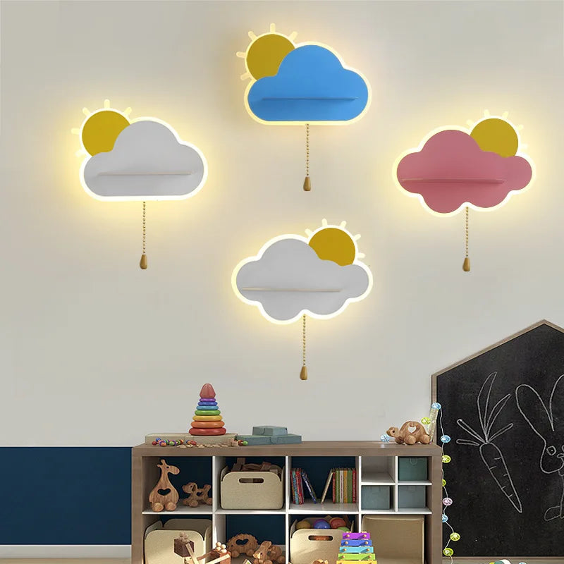 applique murale led décorative pour chambre de bébé nuage et soleil