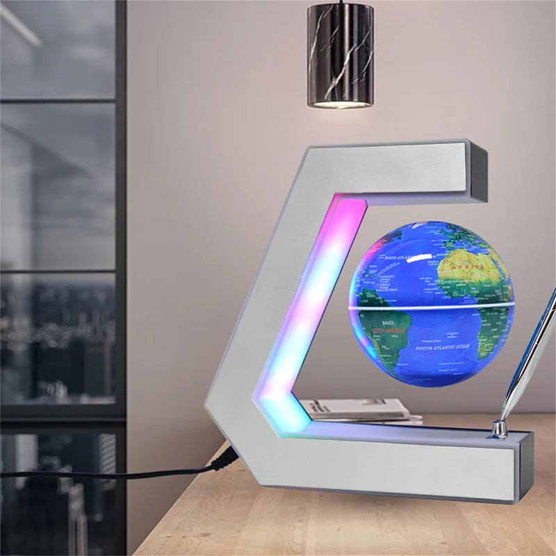 globe flottant à lévitation magnétique avec lumière led décoratif