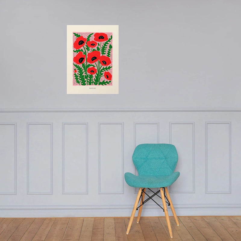 bouquet de fleurs coquelicot art mural abstrait décoration florale