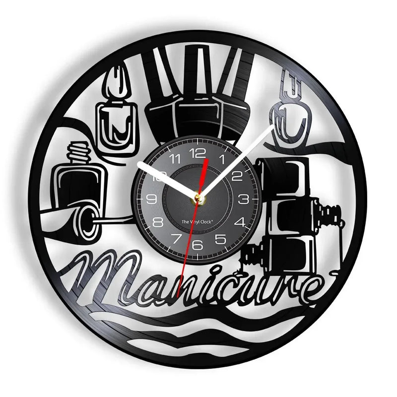 horloge murale vinyle pour salon de manucure et beauté