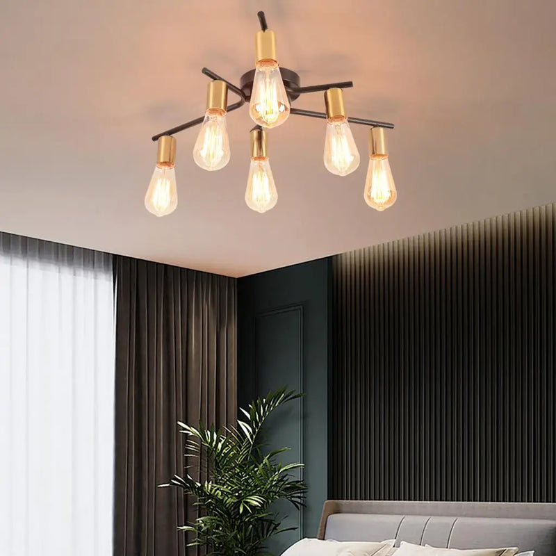 lustre rétro en fer forgé pour éclairage moderne intérieur