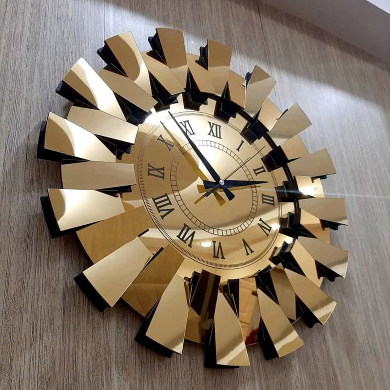 horloge murale miroir 3d luxe motif piano chiffres romains décoratifs