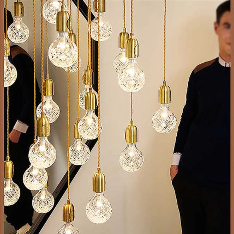 suspension LED en verre de cristal design nordique moderne