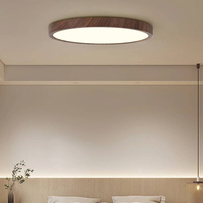 lustre nordique en bois massif avec lumières led simples