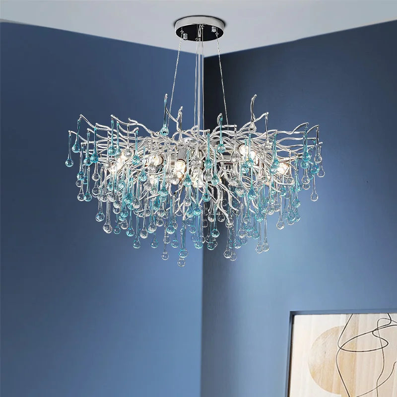 lustre moderne en verre bicolore style postmoderne avec led