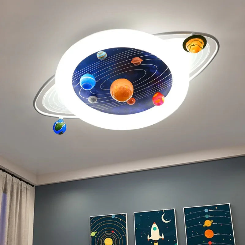 plafonnier sandyha pour enfants avec astronautes et planètes led