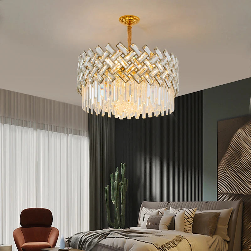 lustre moderne en cristal pour décoration intérieure élégante