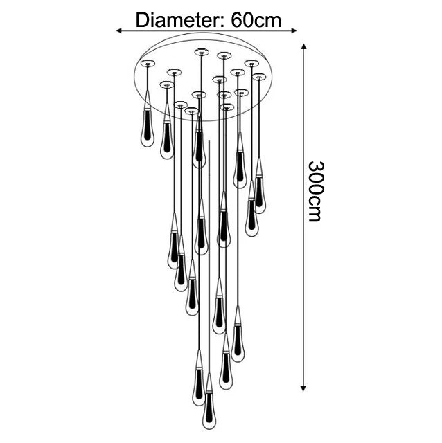 lustre goutte d'eau en cristal pour décoration intérieure