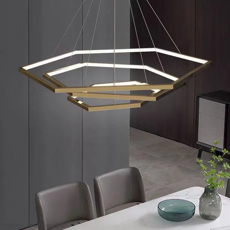 lustre hexagone led simple moderne luxe suspension