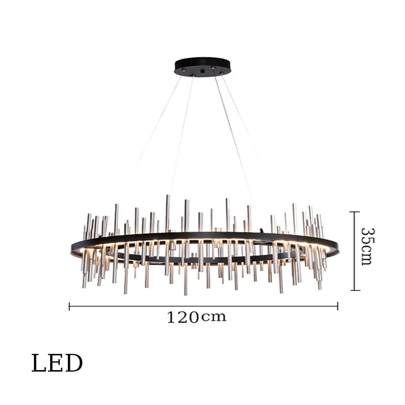 lustre minimaliste en acier inoxydable noir design moderne