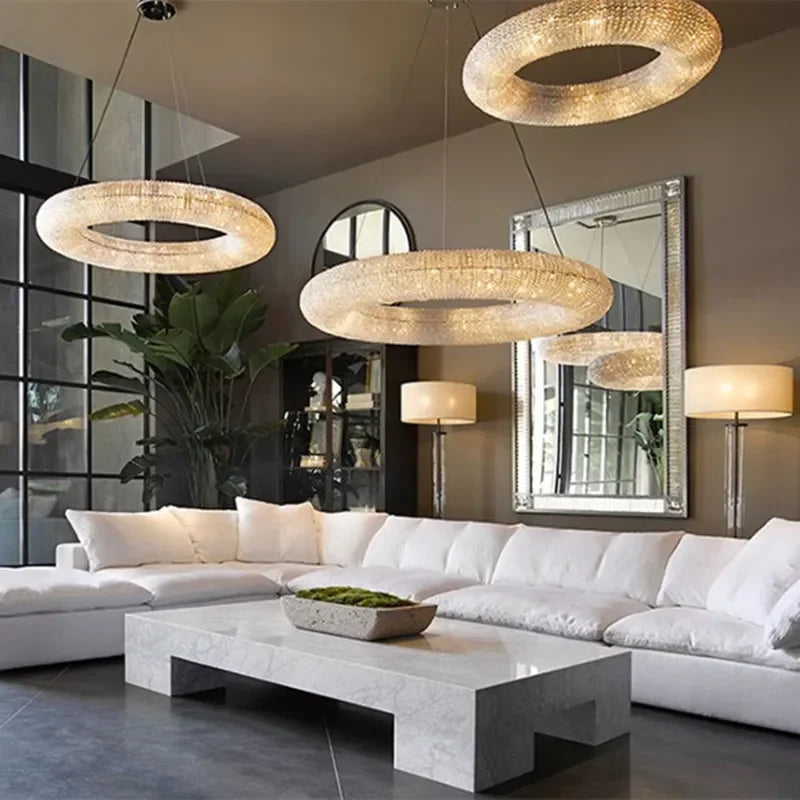 Modern Luxury Crystal Loft Chandelier Living Room Lustre Pendant Lamp Suspension Home Interior Decor Hanging Light Fixtures