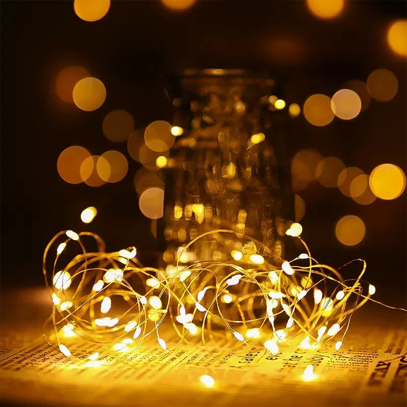 guirlande lumineuse led cuivre étanche pour fêtes et décorations