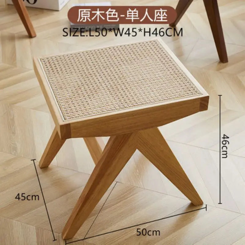 tabouret en rotin véritable style nordique pour changer de chaussures