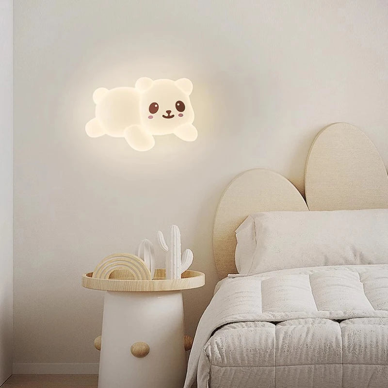 applique murale ours créatif pour chambre d'enfant décoration lumineuse