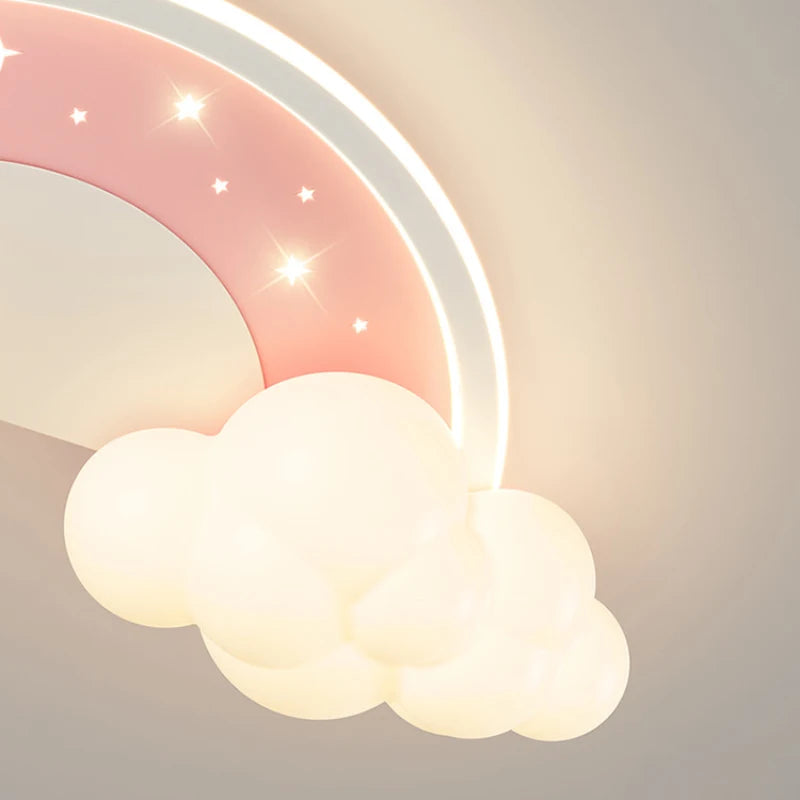 plafonnier moderne et chaleureux pour chambre enfant décor nuage arc-en-ciel