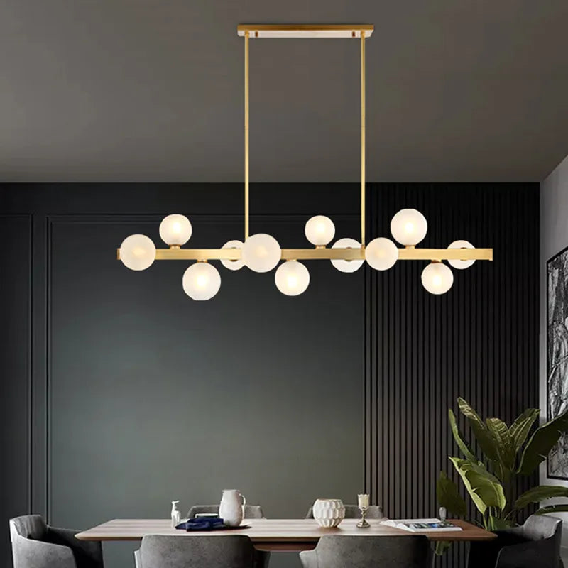 lustre italien moderne led minimaliste en cuivre pour bar café