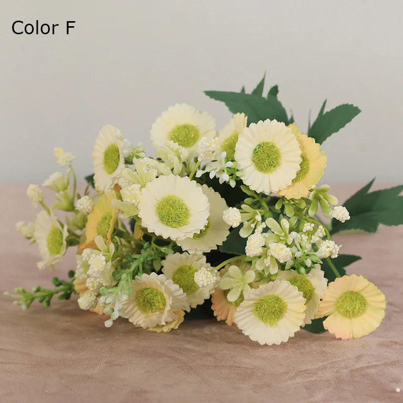 six fleurs artificielles chrysanthème pour décoration de mariage