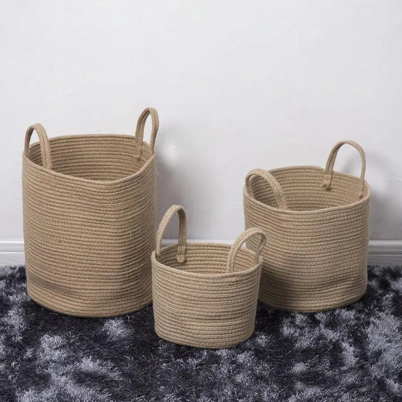 panier en osier tissé à la main pour rangement pliable et jouets