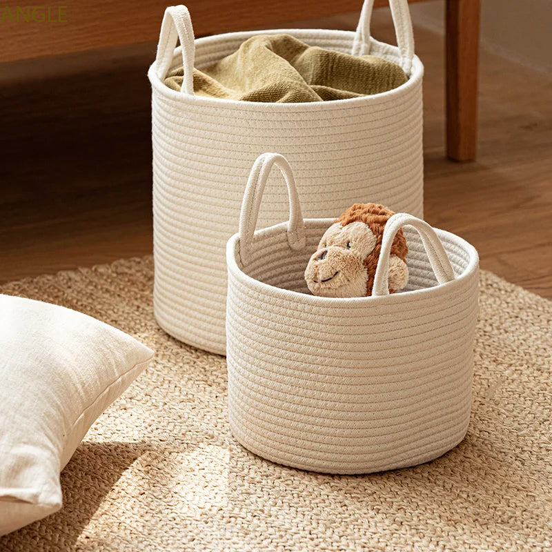 panier de rangement en corde pour jouets et linge enfant