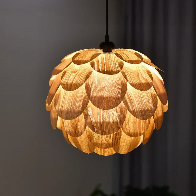 lustre ananas original en placage de bois pour hôtels bars et restaurants