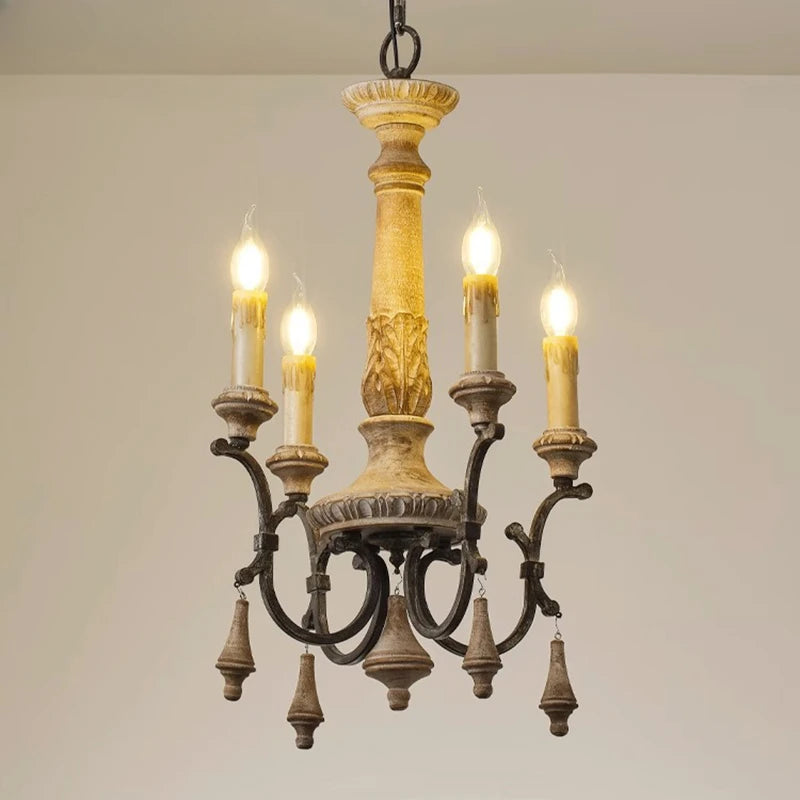 lustre rétro en bois pour décoration intérieure élégante et raffinée