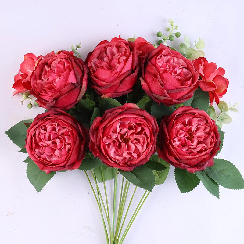 bouquet de roses artificielles en soie pour décoration intérieure