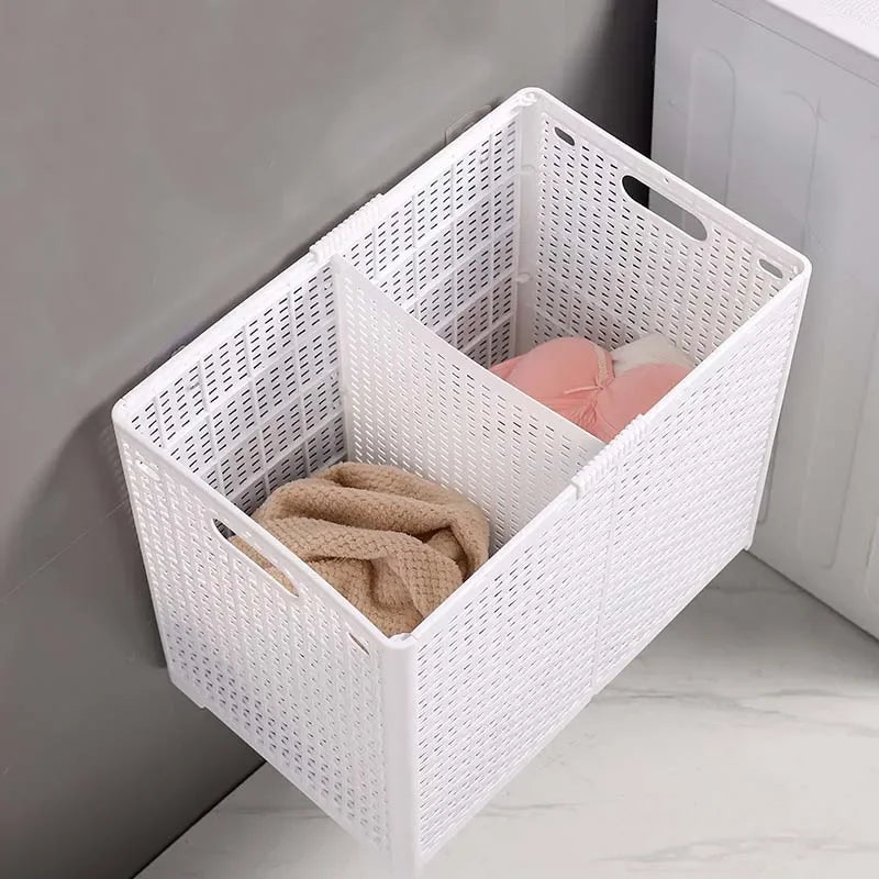 panier à linge pliable avec couvercle et séparation