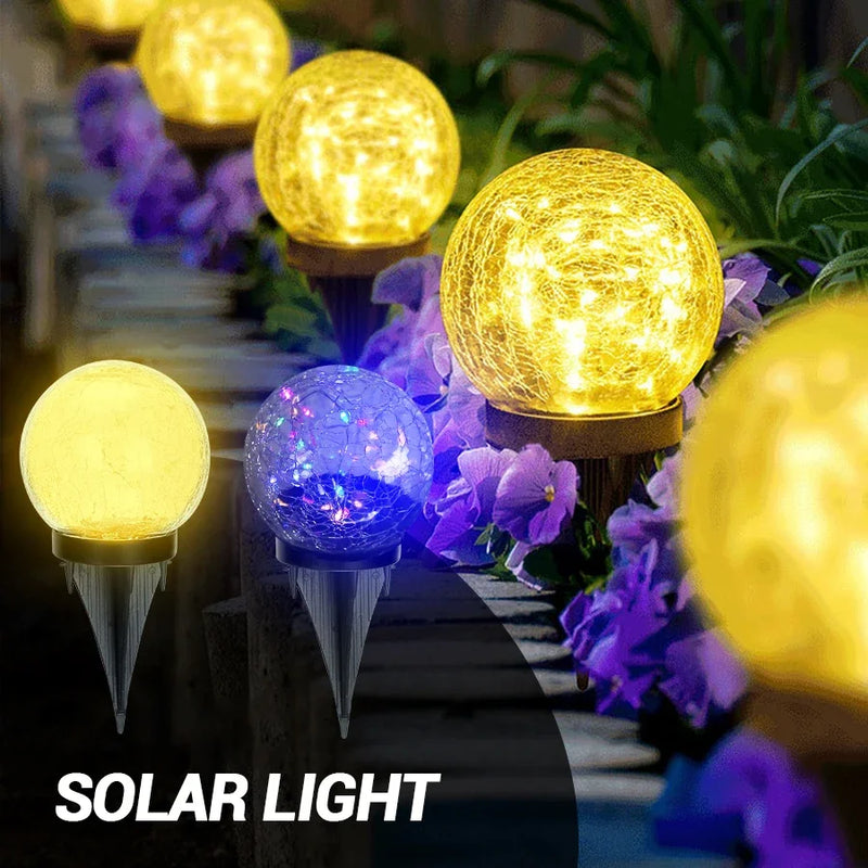 lampes solaires en verre craquelé pour jardin décoratif extérieur