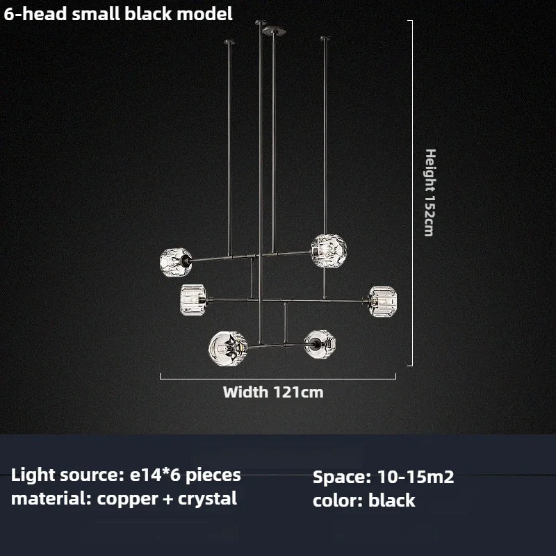 lustre en cristal de style américain en cuivre moderne