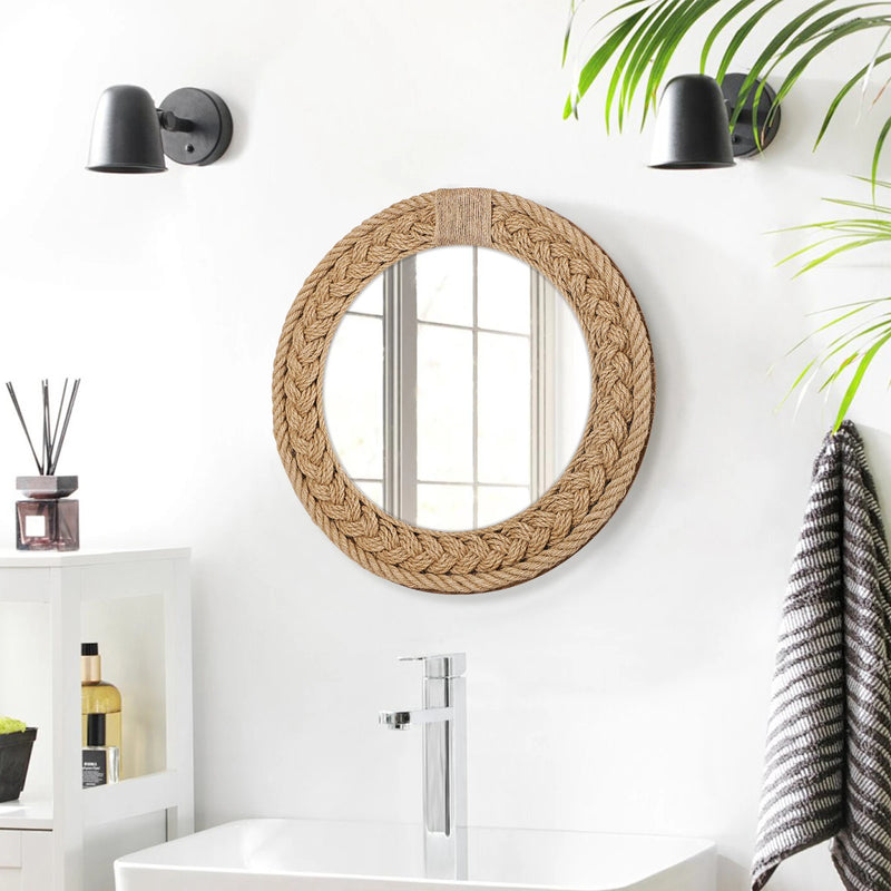 miroir décoratif nordique tissé à la main pour décoration créative