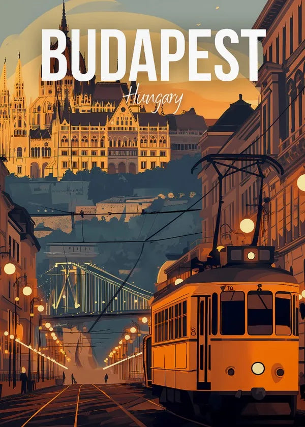 affiche de voyage pour Barcelone Budapest La Havane et Londres