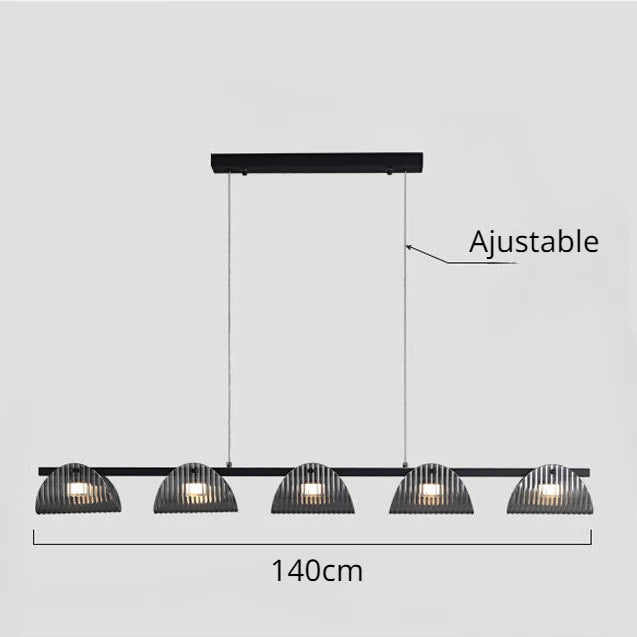 lustre minimaliste italien en verre rayé avec lumières led