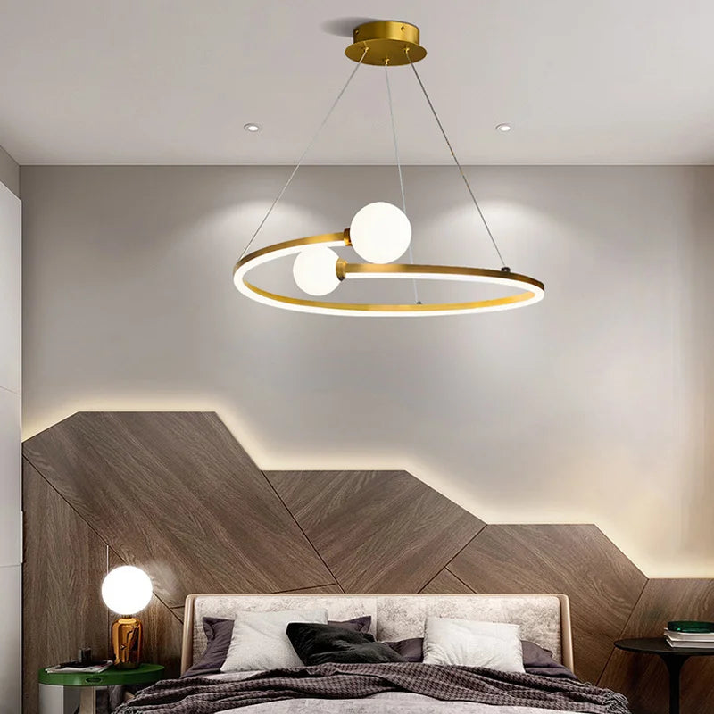 lustre nordique anneau led suspension éclairage luminaires