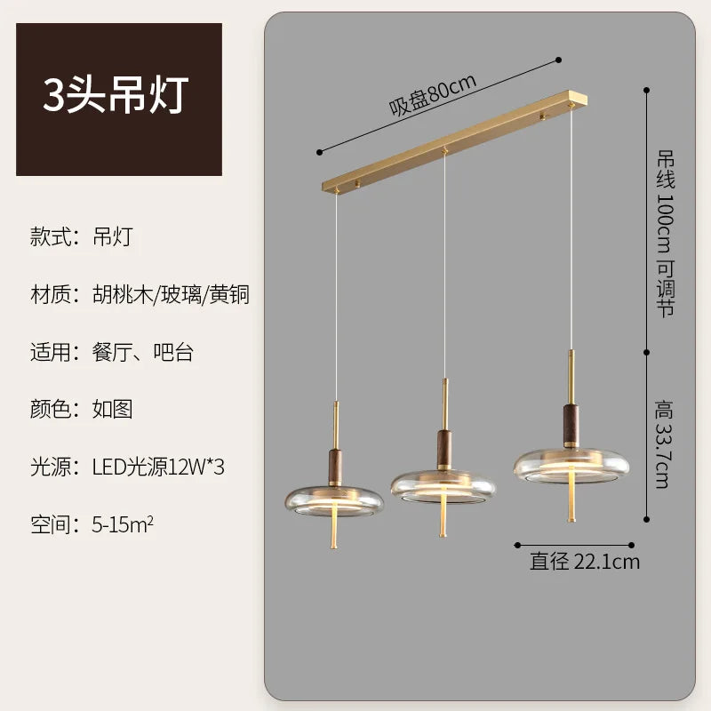 suspension en verre moderne avec éclairage led décoratif